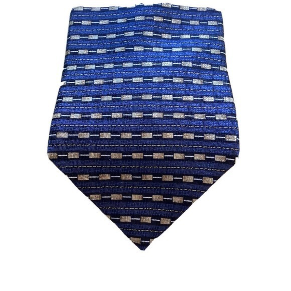 Louis Feraud Italian Designer 100% Imported Silk Neck Tie Blue Black Made In USA